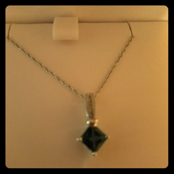 Jewelry - 14k white gold emerald necklace and earing set Jewelry - 14k white gold emerald necklace and earing set
